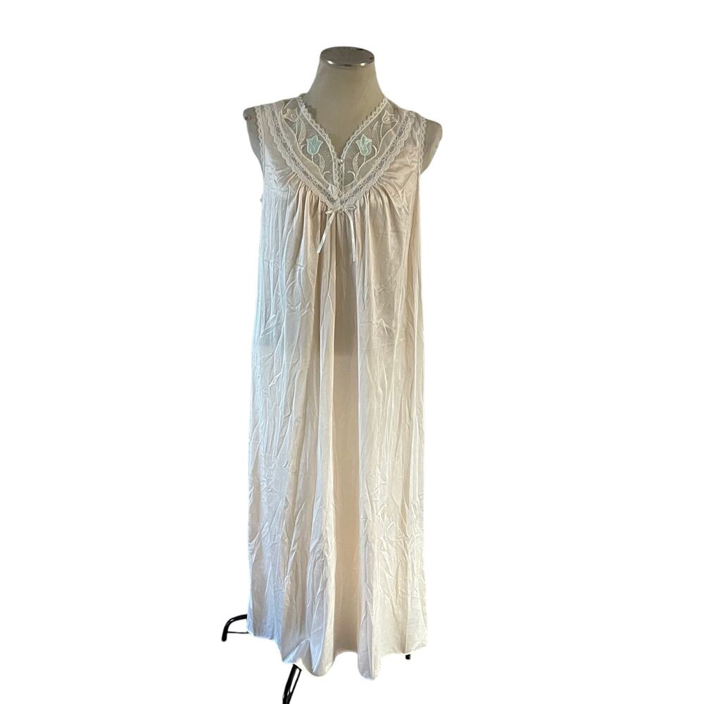 NWT Vtg Pink Lace Embroidered Negligee Sz M Fairycore Grannycore Cottagecore Bow